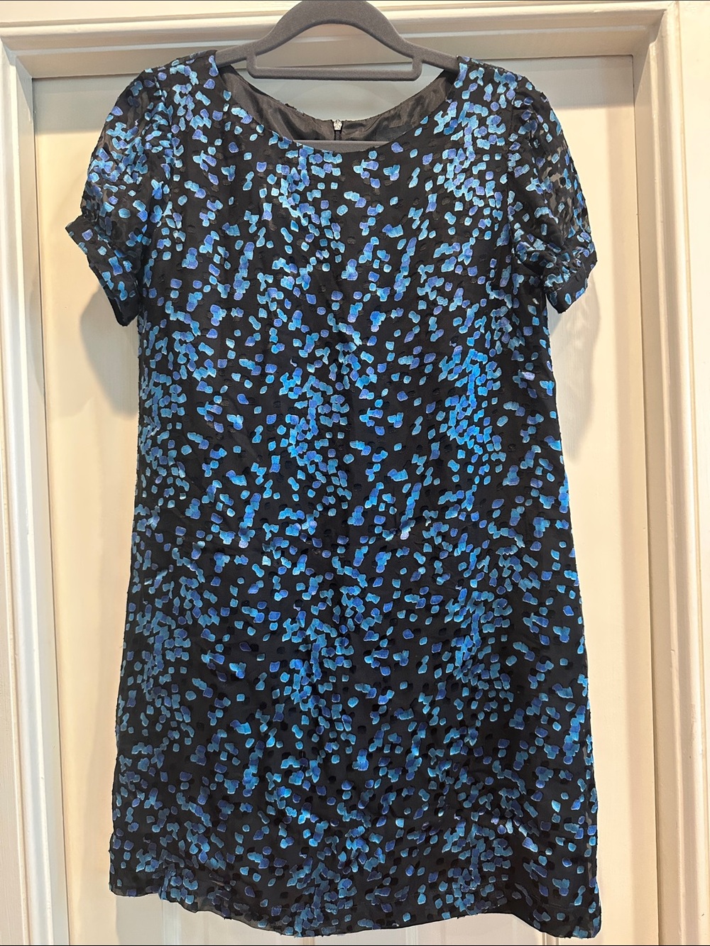 Wren Black Mini Dress with Blue Spot Print